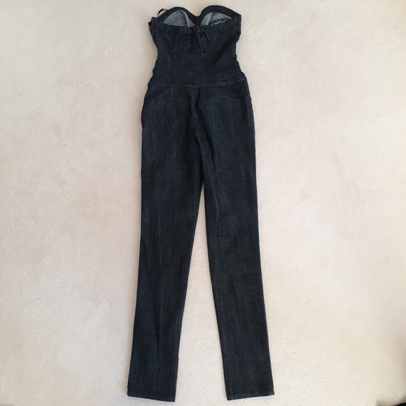 Strapless Sweetheart Neckline Denim Jumpsuit - Picture 2 of 13